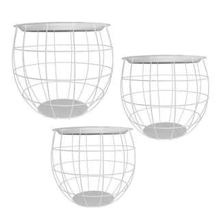 3er Set Tisch Set bauchig weiß