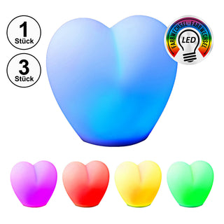 1er / 3er Set LED-Leuchte Herz 8cm