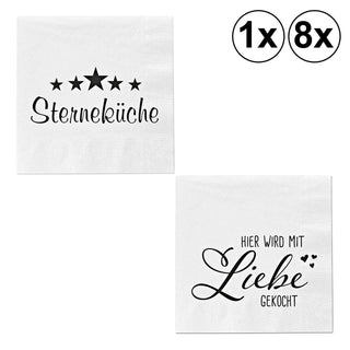 1x / 8x Trend Servietten Küche 2 verschiedene Designs 33 x 33 cm
