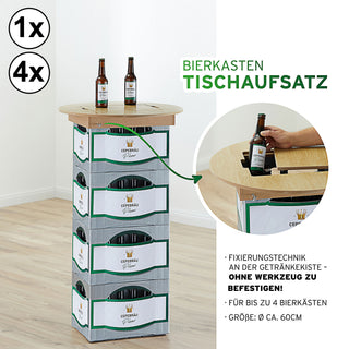 1x / 4x Bierkasten Tischaufsatz Ø60cm