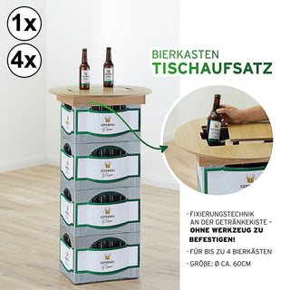 1x / 4x Bierkasten Tischaufsatz Ø60cm