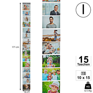 1x / 3x Fotovorhang mit 15 / 16 oder 20 Taschen 10 x 15 cm