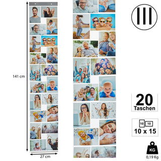 1x / 3x Fotovorhang mit 15 / 16 oder 20 Taschen 10 x 15 cm