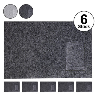 6x Tischset aus Filz mit Bestecktasche "Klassik" 45x30cm Farbwahl