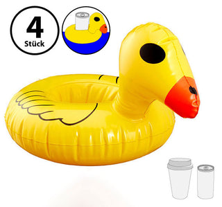 4er Set Aufblasbarer Getränkehalter "Ente" ca. Ø15 cm