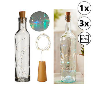 1x / 3x Flaschenlicht 8 LED mit Korken bunt ca. L75cm Flaschenlichterkette