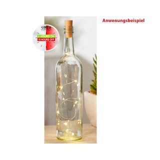 3er Set 8 LED Flaschenlicht mit Timer und Korken ca. L75cm warmweiß Flasche