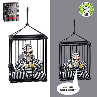 Animierter Gefangener Sensenmann mit rot leuchtenden Augen / Bewegung / Sound