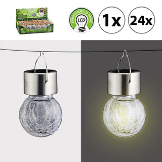 1x/24x LED Solarleuchte "Crackle" ca. Ø6x13cm inkl. Akku warmweiß Solarlampe
