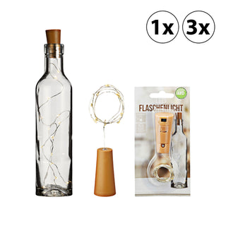 LED Flaschenlicht mit Korken 8 LEDs warmweiß ca. L75cm Batteriebetrieben Deko