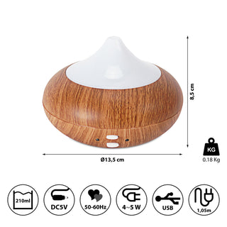 LED USB Aroma Diffusor in Holzoptik mit Wellness-Beleuchtung Duftlampe