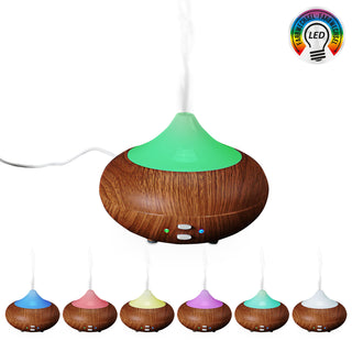 LED USB Aroma Diffusor in Holzoptik mit Wellness-Beleuchtung Duftlampe