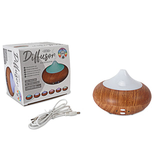 LED USB Aroma Diffusor in Holzoptik mit Wellness-Beleuchtung Duftlampe