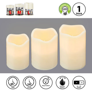 LED Echtwachs Kerze mit flackernder Flamme Sleep-Funktion Größenwahl