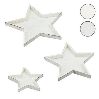 3er Set „Stern“ Dekoteller in 3 Größen creme antik Adventsteller Weihnachtstelle