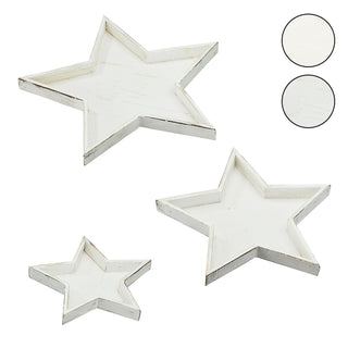 3er Set „Stern“ Dekoteller in 3 Größen creme antik Adventsteller Weihnachtstelle