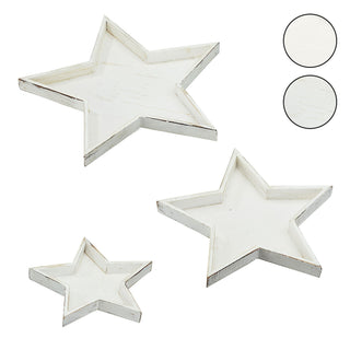 3er Set „Stern“ Dekoteller in 3 Größen creme antik Adventsteller Weihnachtstelle