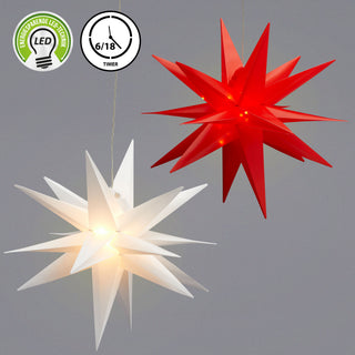 Deko LED Stern inkl. Timerfunktion faltbar weiß oder rot kl. ca. Ø35cm warmweiß