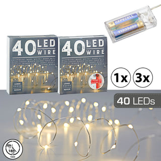 1x / 3x 40 LED Lichterkette Mikro mit oder ohne Timer 420 cm