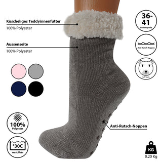 Kuschelsocken Damen Hüttensocken Chenille -  Größe 36-41 Farbwahl