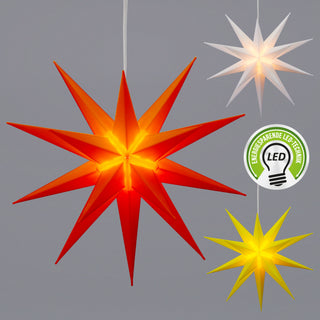 Leuchtstern aus Kunststoff Weihnachststern zum Hängen beleuchtet Farbwahl