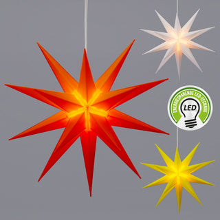 Leuchtstern aus Kunststoff Weihnachststern zum Hängen beleuchtet Farbwahl