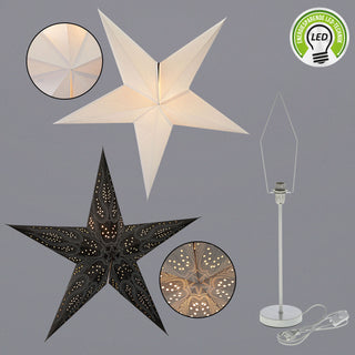 1x/ 2x Papierstern (weiß oder schwarz/weiß) oder Lampenfuß