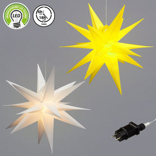 Leuchtstern 3D aus PVC LED Weihnachststern XL zum hängen beleuchtet mit Timer