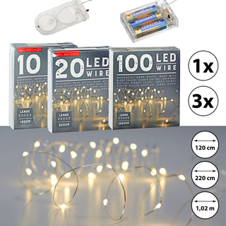 1/3x 10/20/100 LED Lichterkette Mikro warmweiß Weihnachtsbeleuchtung Leuchtdraht
