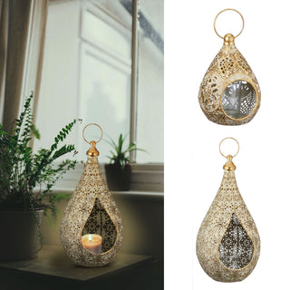 Laterne Windlicht aus Metall im Mandaladesign mit Glaseinsatz Gartendeko Wohndeko