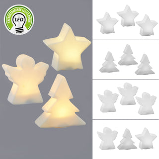 LED Weihnachtsbeleuchtung im 3er Set in 3 Varianten inkl. 3x Knopfzellen Weihnachtsdeko