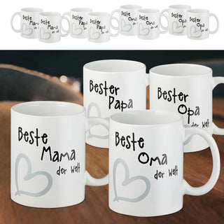 Kaffeebecher Kaffeetasse "Beste/r Mama/Papa/Oma/Opa der Welt" Henkelbecher 400ml
