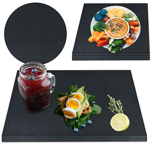 Schieferplatte 4er Set rechteckig Tischuntersetzer Steinplatte Servierplatte Untersetzer