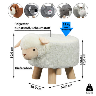 Kinderhocker Sitzhocker H 30 cm Tiermotiv Auswahl Hocker Plüschsitz