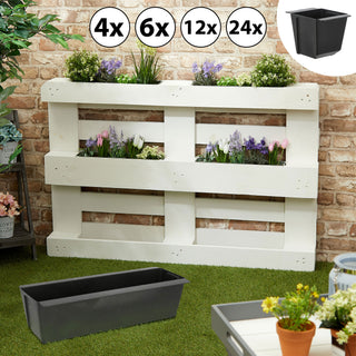 Pflanzkasten 4er Set aus Kunststoff für Europalette Pflanzkübel B 38/14cm