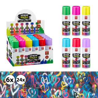 6/24x Kreidespray Sprühkreide Markierungsspray 6 verschiedene Farben wasserlöslich