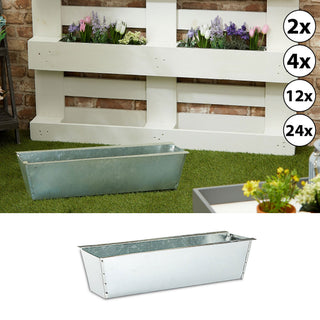2/4/12/24x Pflanzkastenaus Zink für Europaletten Paletten Pflanzkübel 38x13x9 cm