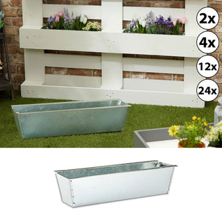 2/4/12/24x Pflanzkastenaus Zink für Europaletten Paletten Pflanzkübel 38x13x9 cm