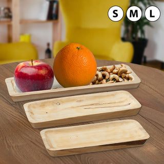 Dekoschale Holz flach rechteckig Größe S/M/L Tablett Holzplatte Tischdekoration