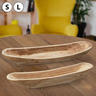Dekoschale Holz in Bootform B60cm Klein / Groß Schale Holzgefäß Tischdekoration