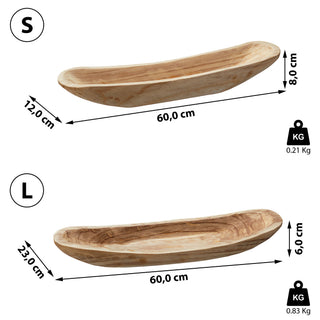 Dekoschale Holz in Bootform B60cm Klein / Groß Schale Holzgefäß Tischdekoration