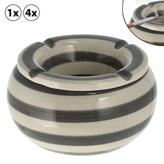 1/4x Sturmaschenbecher grau weiß gestreift Ø 13,5 cm Aschenbecher Windaschenbecher
