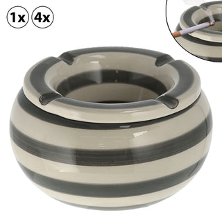 1/4x Sturmaschenbecher grau weiß gestreift Ø 13,5 cm Aschenbecher Windaschenbecher