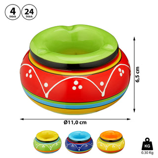 4/24x Sturmaschenbecher "Toscana" Ø 11cm Keramik bunt Aschenbecher Windaschenbecher