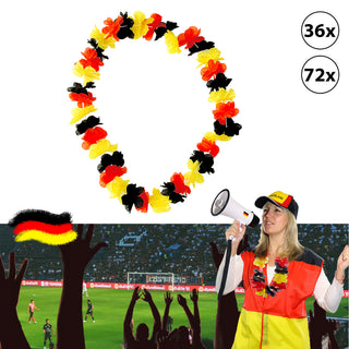 36/72x Blütenkette Deutschland L50cm 72 Blüten Fanartikel Fussball Hawaiikette Halsschmuck