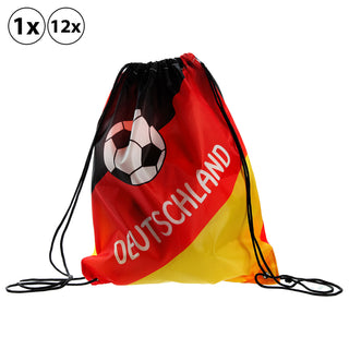 1/12x Matchbeutel Sportbeutel Deutschland Beutel 35x42cm mit Kordel Schwarz/Rot/Gold Fanartikel Fussball