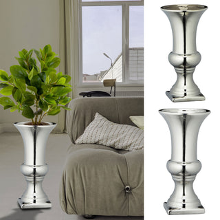 Bodenvase silber glänzend H:25/30cm Steinzeug Blumenvase Dekovase Steingut-Vase