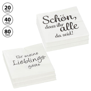 20/40/80 Servietten ""Schön, dass / Liebling"  3lagig 2 verschiedene Motive Papierserviette Motivserviette stoffähnlich Tuch