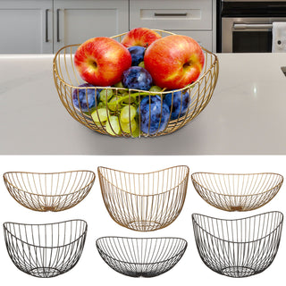 Obstschale "Wave1-7" gold / schwarz Korb Metallkorb Metall Schale Drahtgestell Aufbewahrungskorb