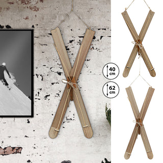 Deko Ski zum Auhängen H:40/62cm Holzski Skipaar Winterdeko Weihnachtsdeko Schnee Skihütte